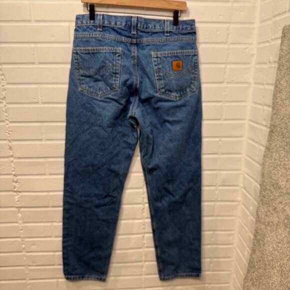 Carhartt Mens B17DST Relaxed Fit Heavyweight Tapered Jeans Blue 33x32 Workwear - Picture 6 of 15